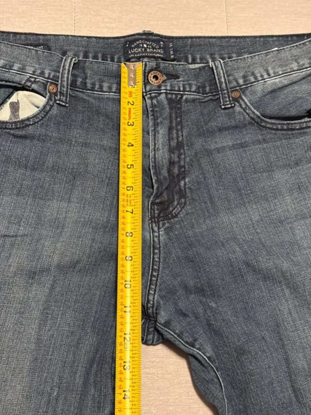 Lucky Brand 221 Original Straight Leg Denim Jeans Mens W38 L32 Dark Wash Zip Fly